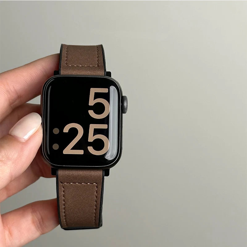 Vervangende band voor Apple Watch in bruin leer