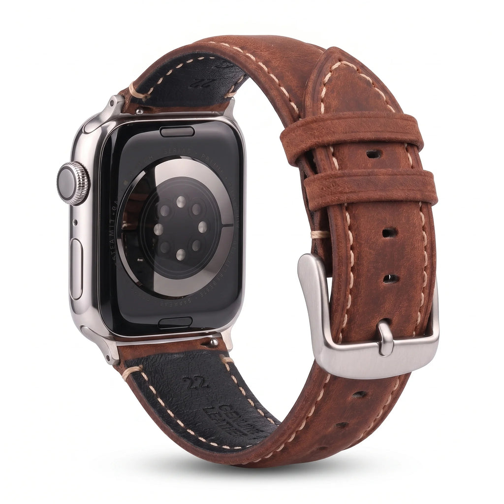 Vervangende band voor Apple Watch in klassiek lichtbruin leer