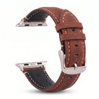 Vervangende band voor Apple Watch in klassiek bruin-zilver leer