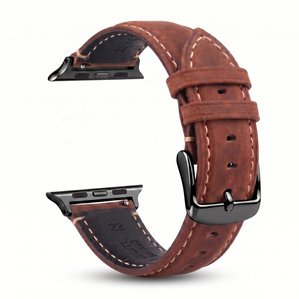 Vervangende band voor Apple Watch in klassiek bruin leer