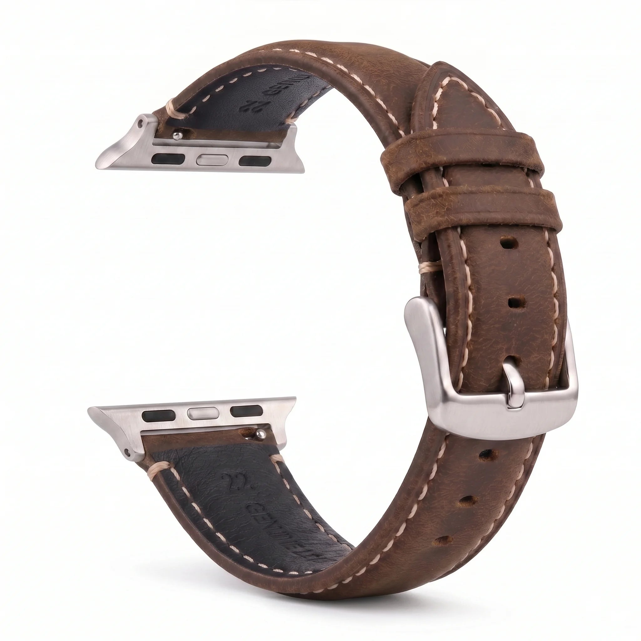 Vervangende band voor Apple Watch in klassiek bruin-zilver leer