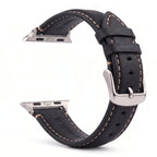 Vervangende band voor Apple Watch in klassiek zwart-zilver leer