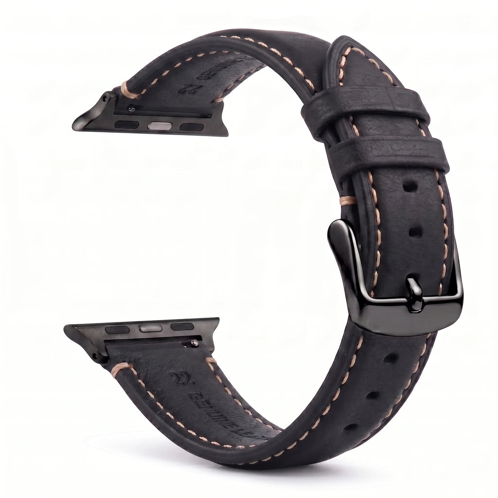 Vervangende band voor Apple Watch in klassiek zwart leer