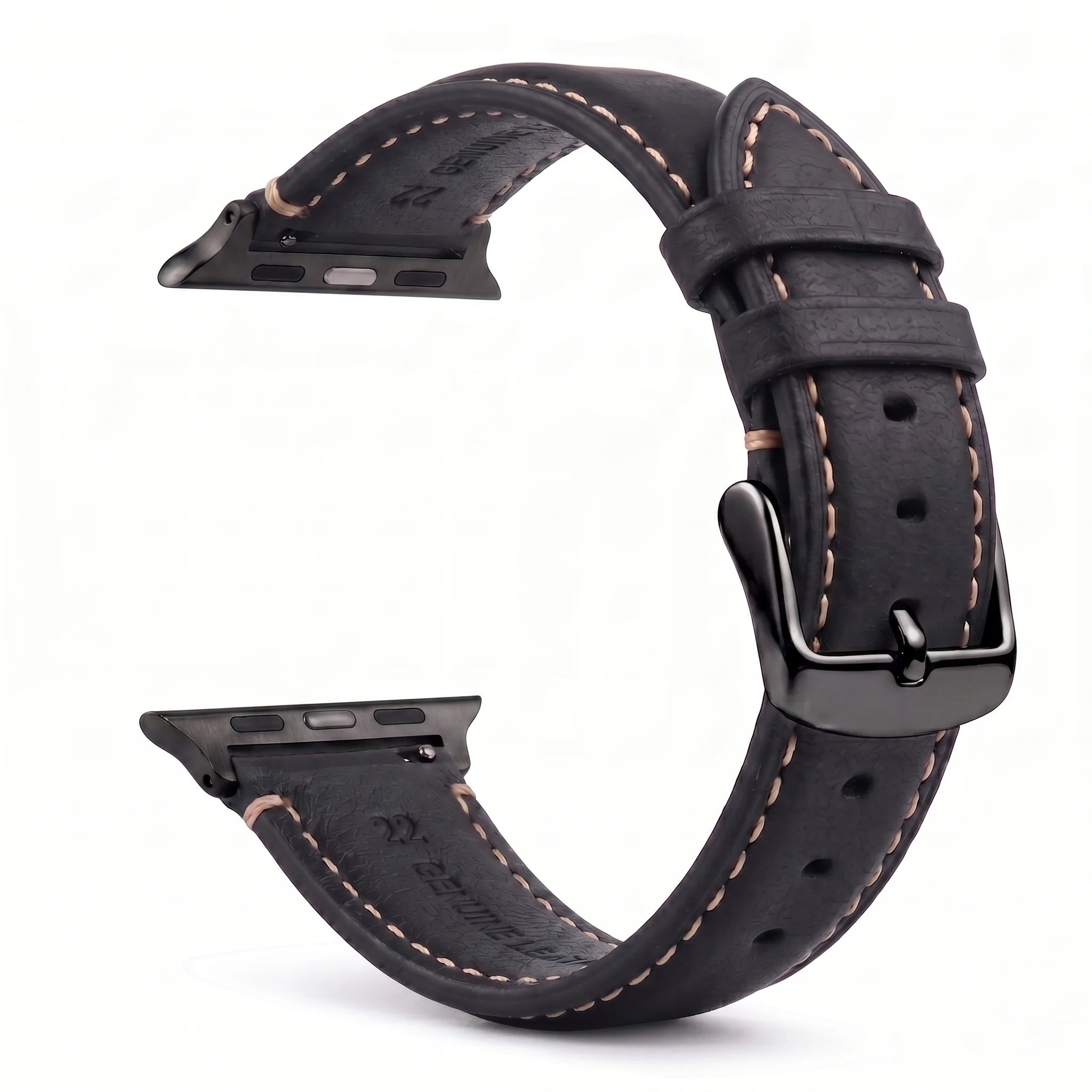 Vervangende band voor Apple Watch in klassiek zwart leer