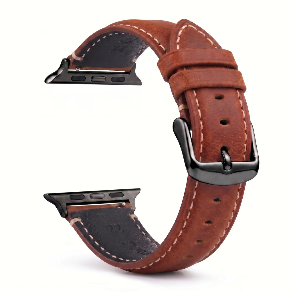 Vervangende band voor Apple Watch in klassiek bruin-zwart leer
