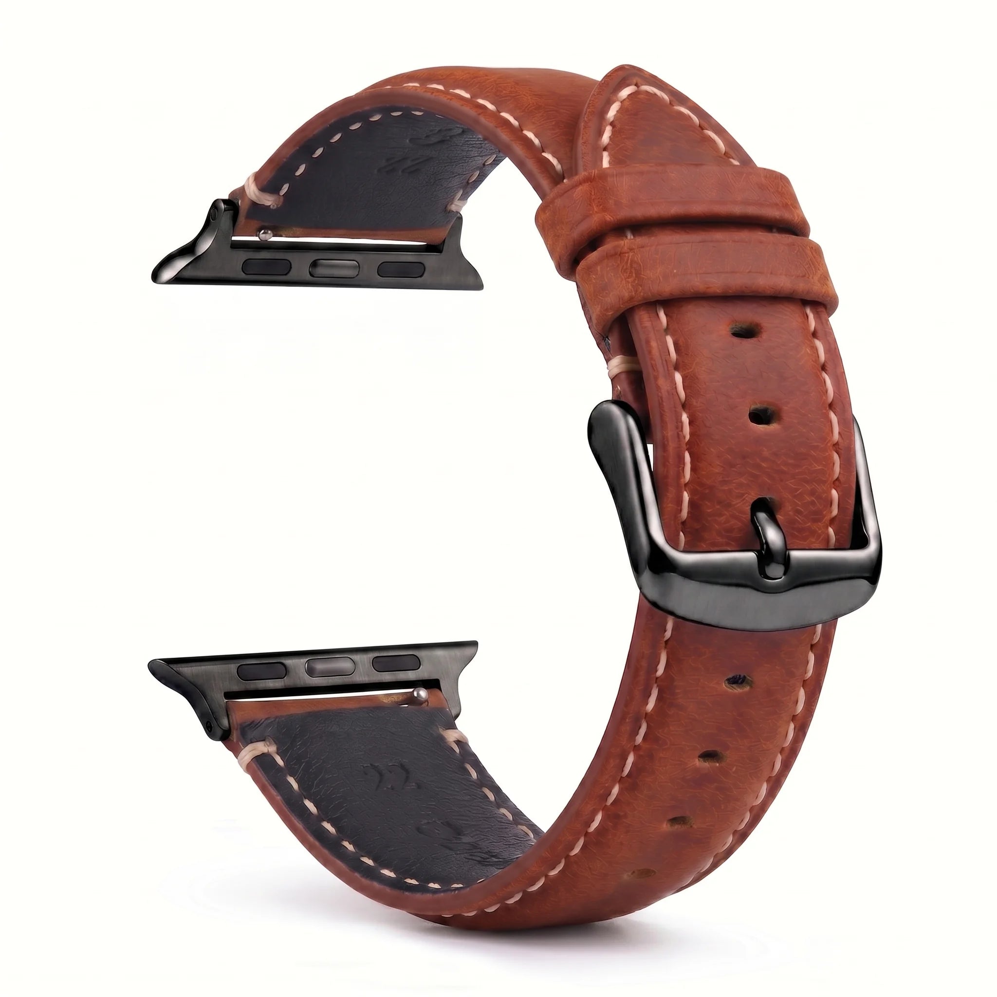 Vervangende band voor Apple Watch in klassiek bruin-zwart leer