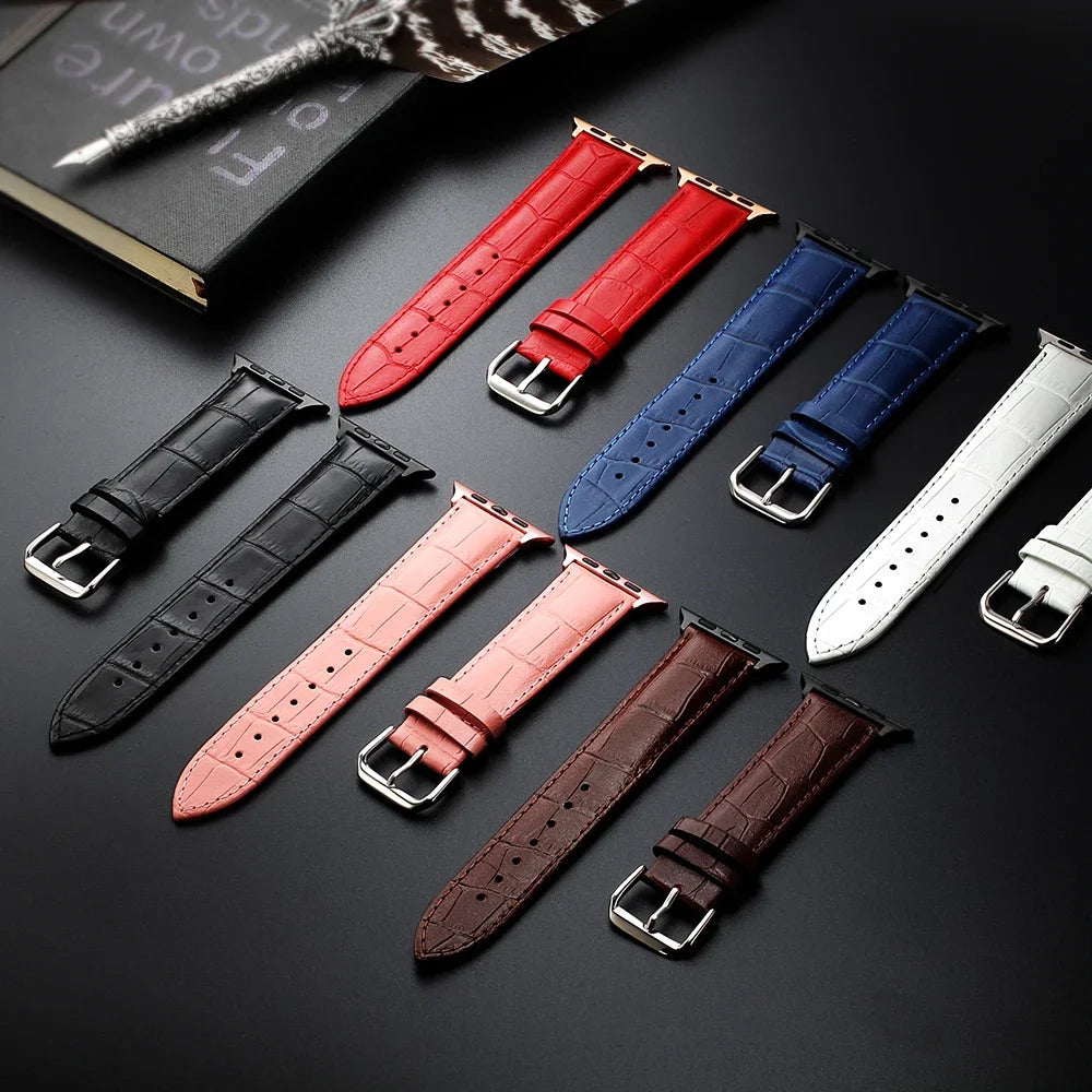 Vervangende band voor Apple Watch van leer en staal 