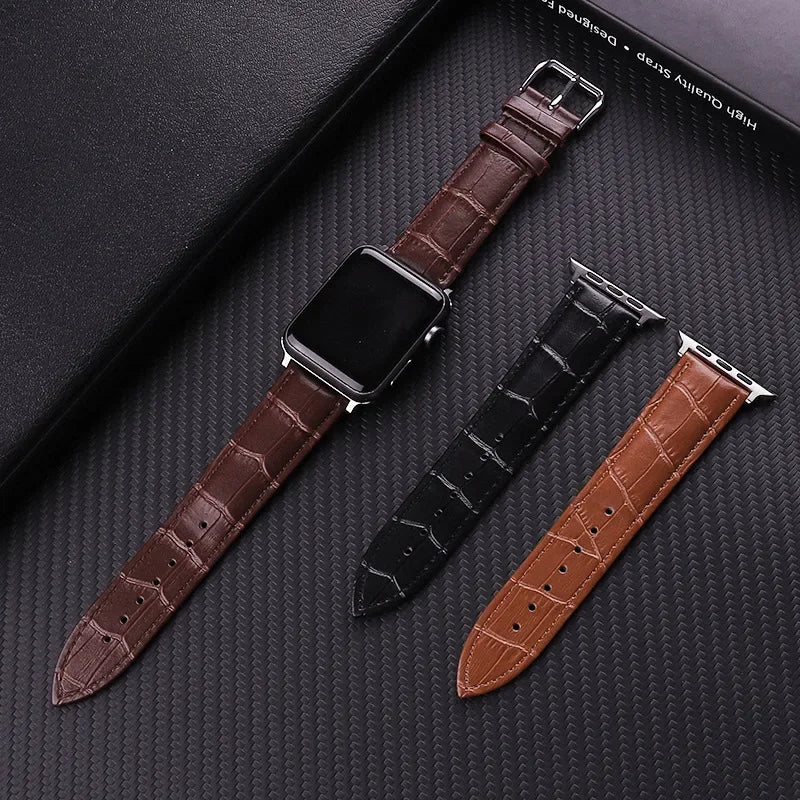 Vervangende band voor Apple Watch van leer en staal 