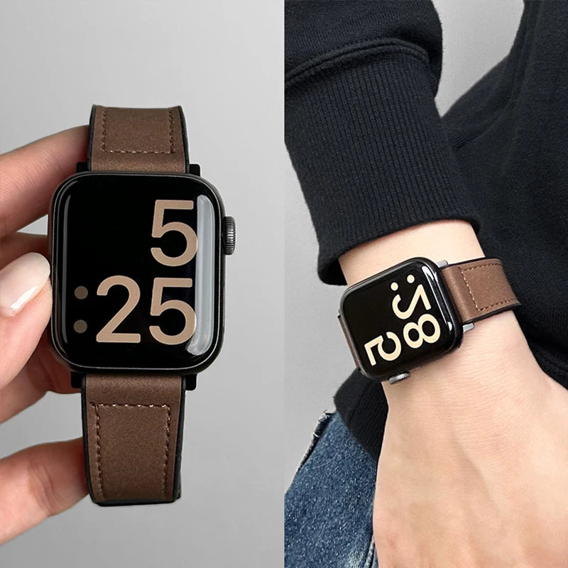 Vervangende band voor Apple Watch in bruin leer