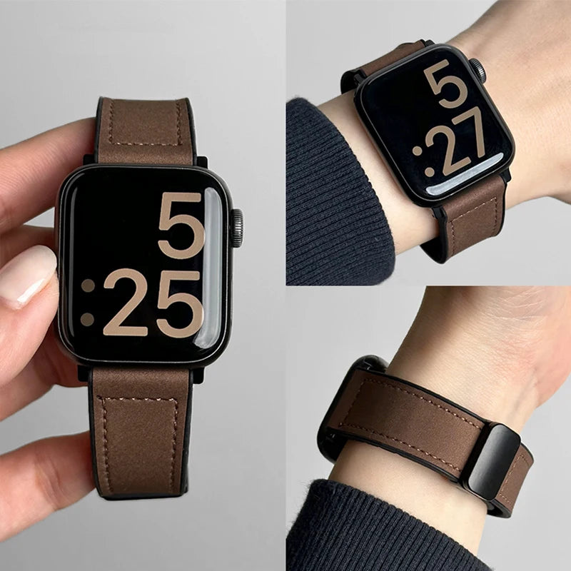 Vervangende band voor Apple Watch in bruin leer