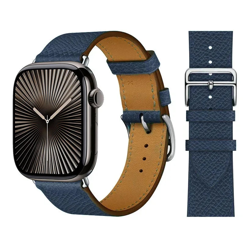Vervangende leren band voor Apple Watch voor dames en heren blauw