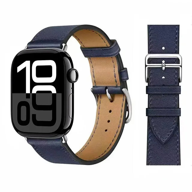 Vervangende leren band voor Apple Watch voor dames en heren blauw