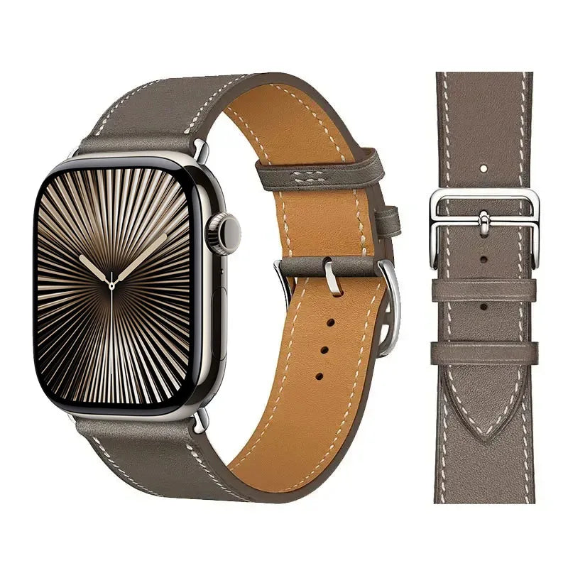 Vervangende leren band voor Apple Watch voor dames en heren grijs