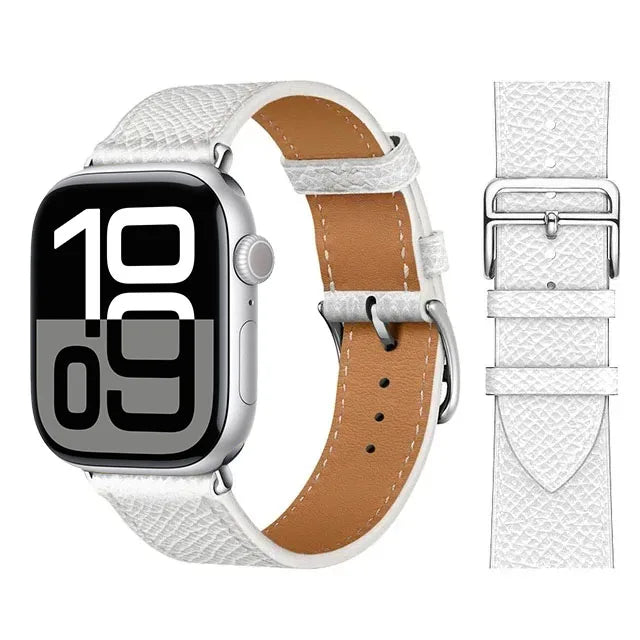 Vervangende leren band voor Apple Watch voor dames en heren wit