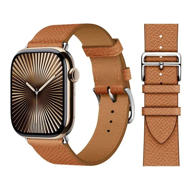Vervangende leren band voor Apple Watch voor dames en heren bruin