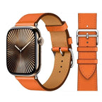 Vervangende leren band voor Apple Watch voor dames en heren oranje