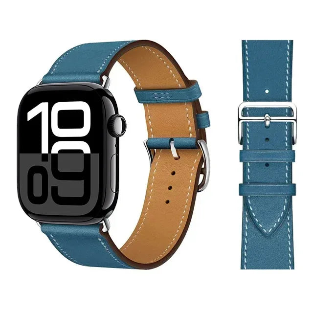 Vervangende leren band voor Apple Watch voor dames en heren blauw