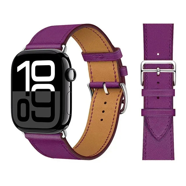 Vervangende leren band voor Apple Watch voor dames en heren paars