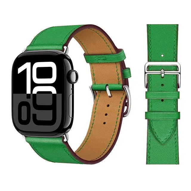 Vervangende leren band voor Apple Watch voor dames en heren groen