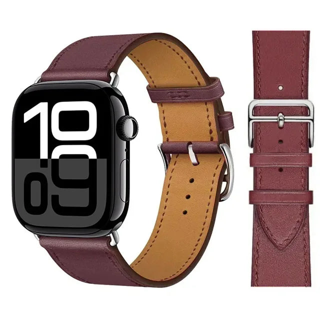 Vervangende leren band voor Apple Watch voor dames en heren paars