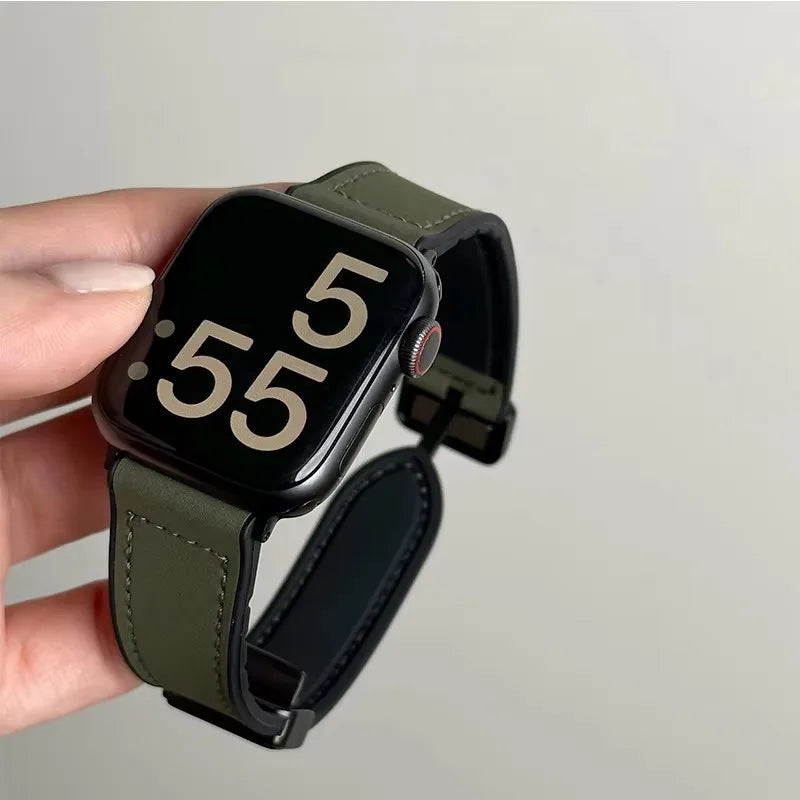 Vervangende band voor Apple Watch in groen leer