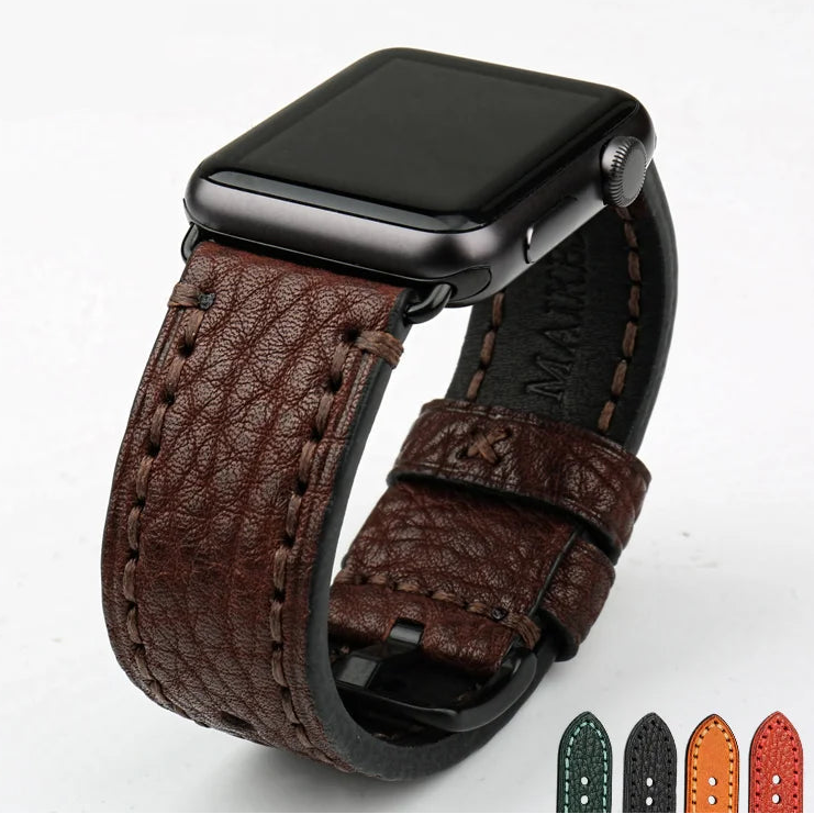 Vervangende band voor Apple Watch van bruin vintage leer