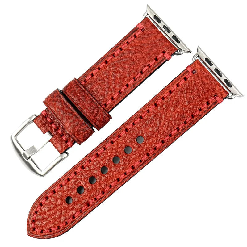 Vervangende band voor Apple Watch van rood vintage leer
