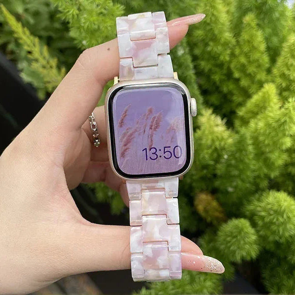 Vervangende band voor Apple Watch in wit-roze hars