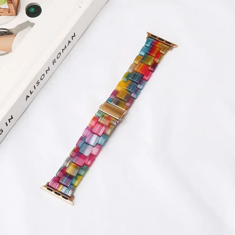 Vervangende band voor Apple Watch in regenbooghars