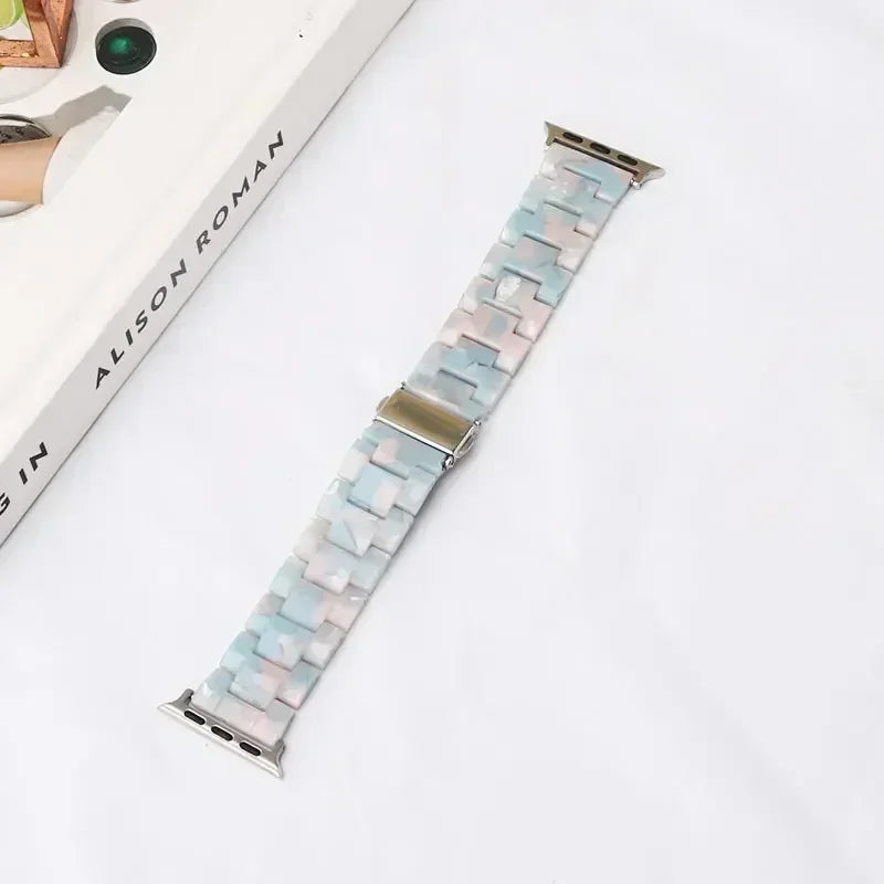 Vervangende band voor Apple Watch in wit en blauw hars