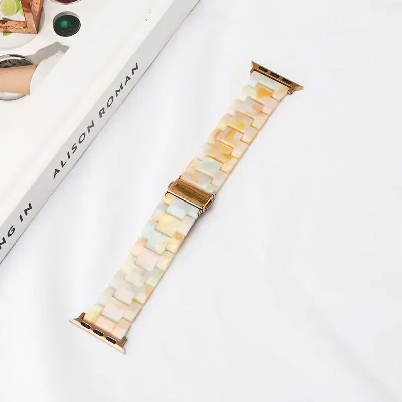 Vervangende band voor Apple Watch in geel en wit hars