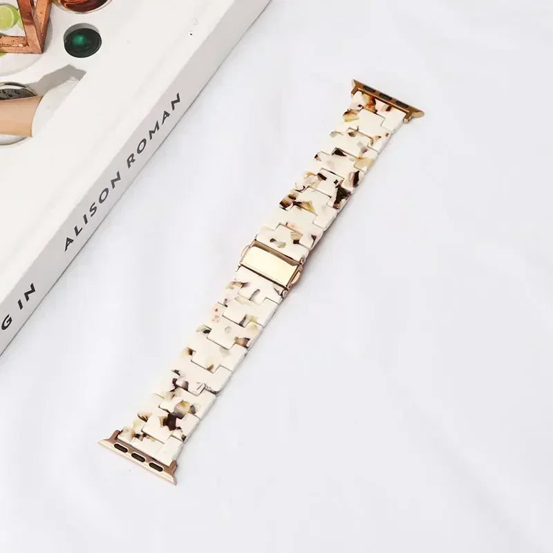 Vervangende band voor Apple Watch in wit en bruin hars