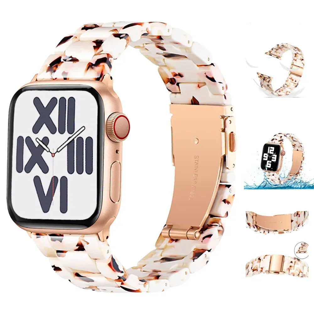 Vervangende band voor Apple Watch in wit en bruin hars
