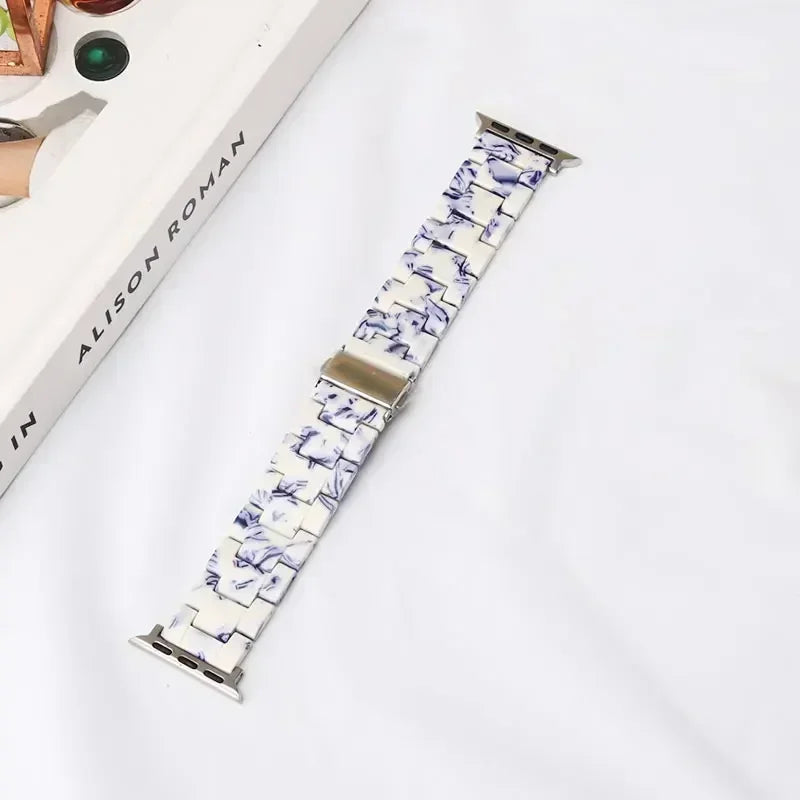 Vervangende band voor Apple Watch in wit en blauw hars