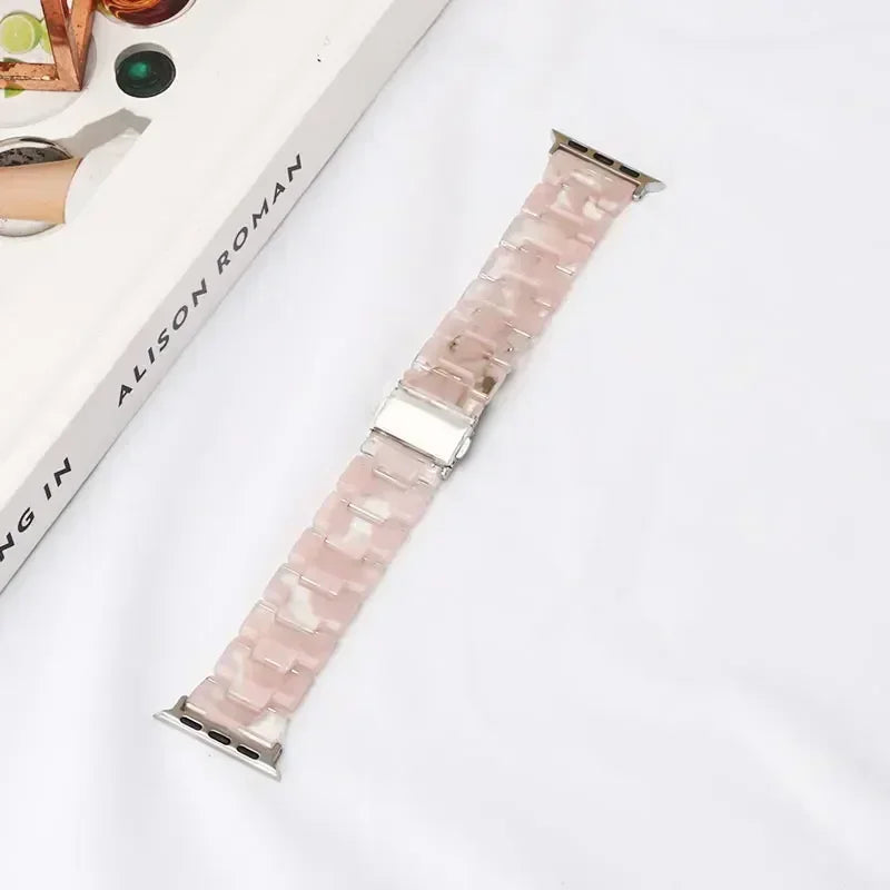 Vervangende band voor Apple Watch in roze-witte hars
