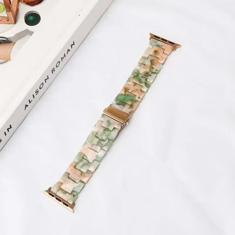 Vervangende band voor Apple Watch in roze-groen hars