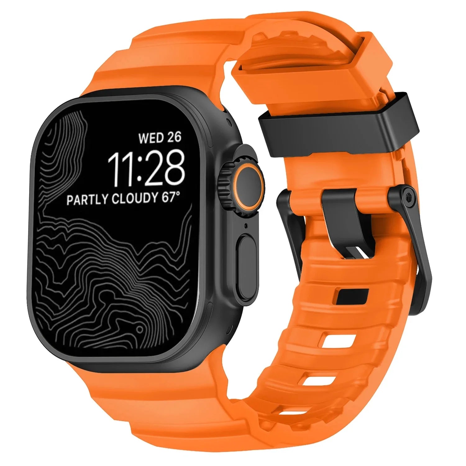 Vervangende band voor Apple Watch van dik oranje silicone