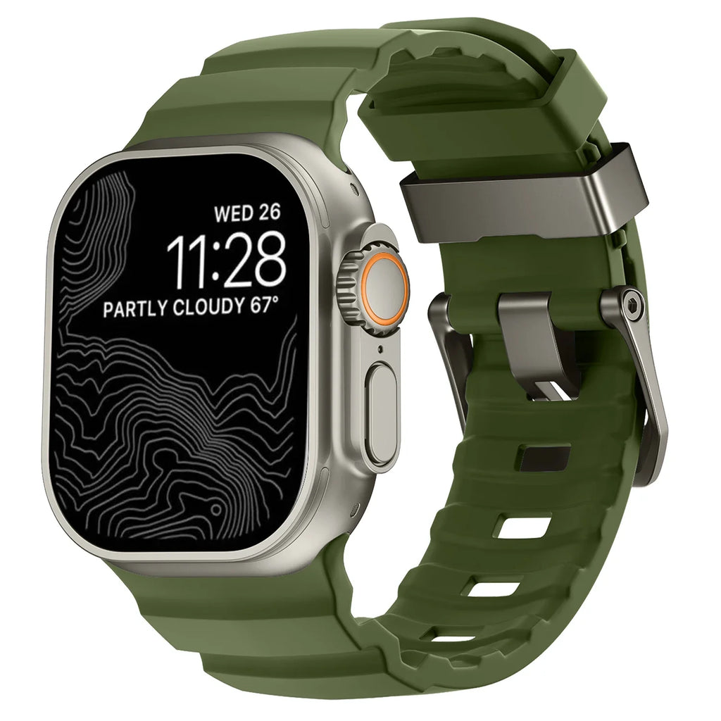 Vervangende band voor Apple Watch van dik groen silicone