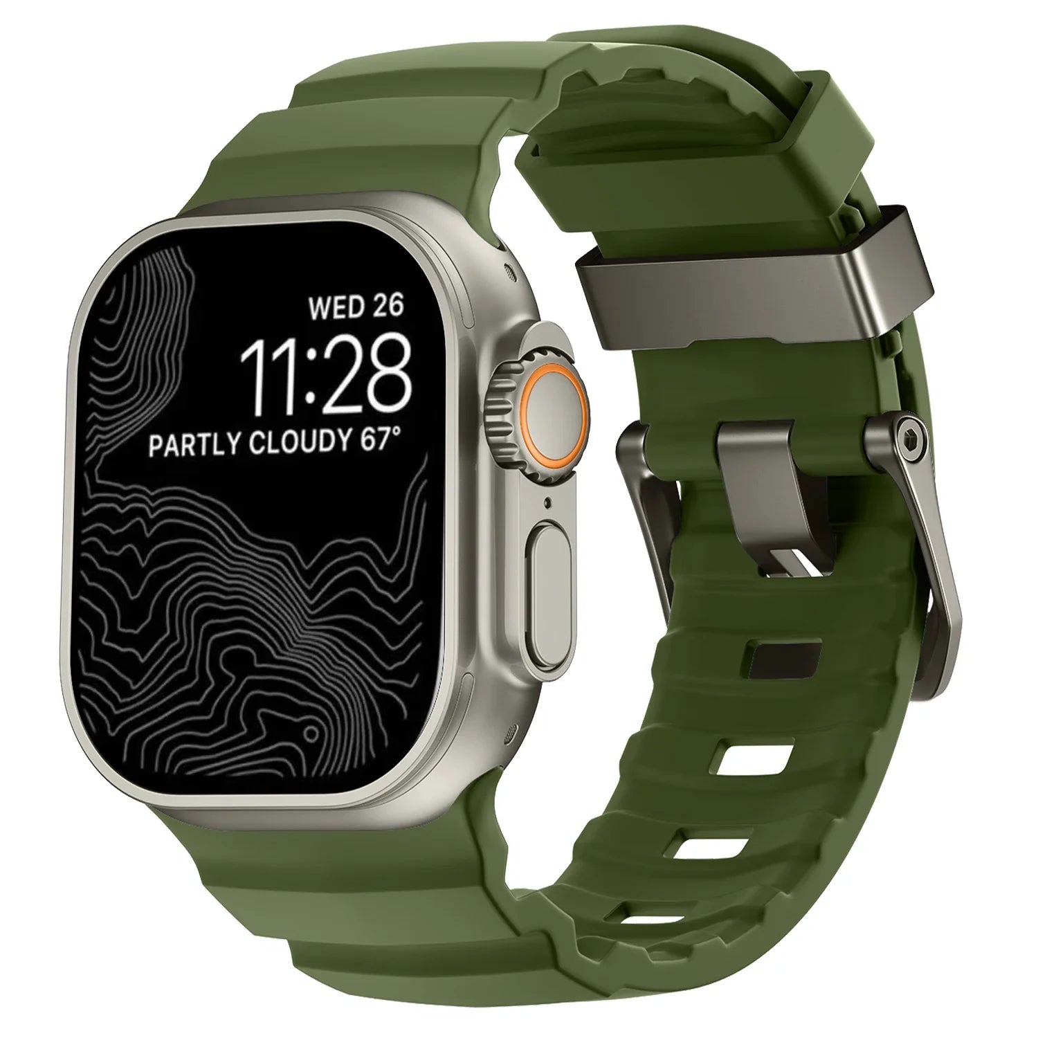 Vervangende band voor Apple Watch van dik groen silicone