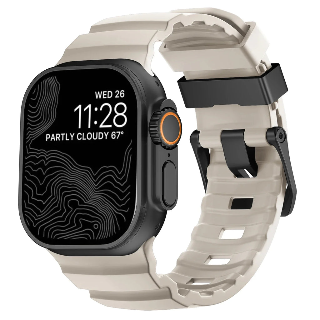 Vervangende band voor Apple Watch van dik wit silicone