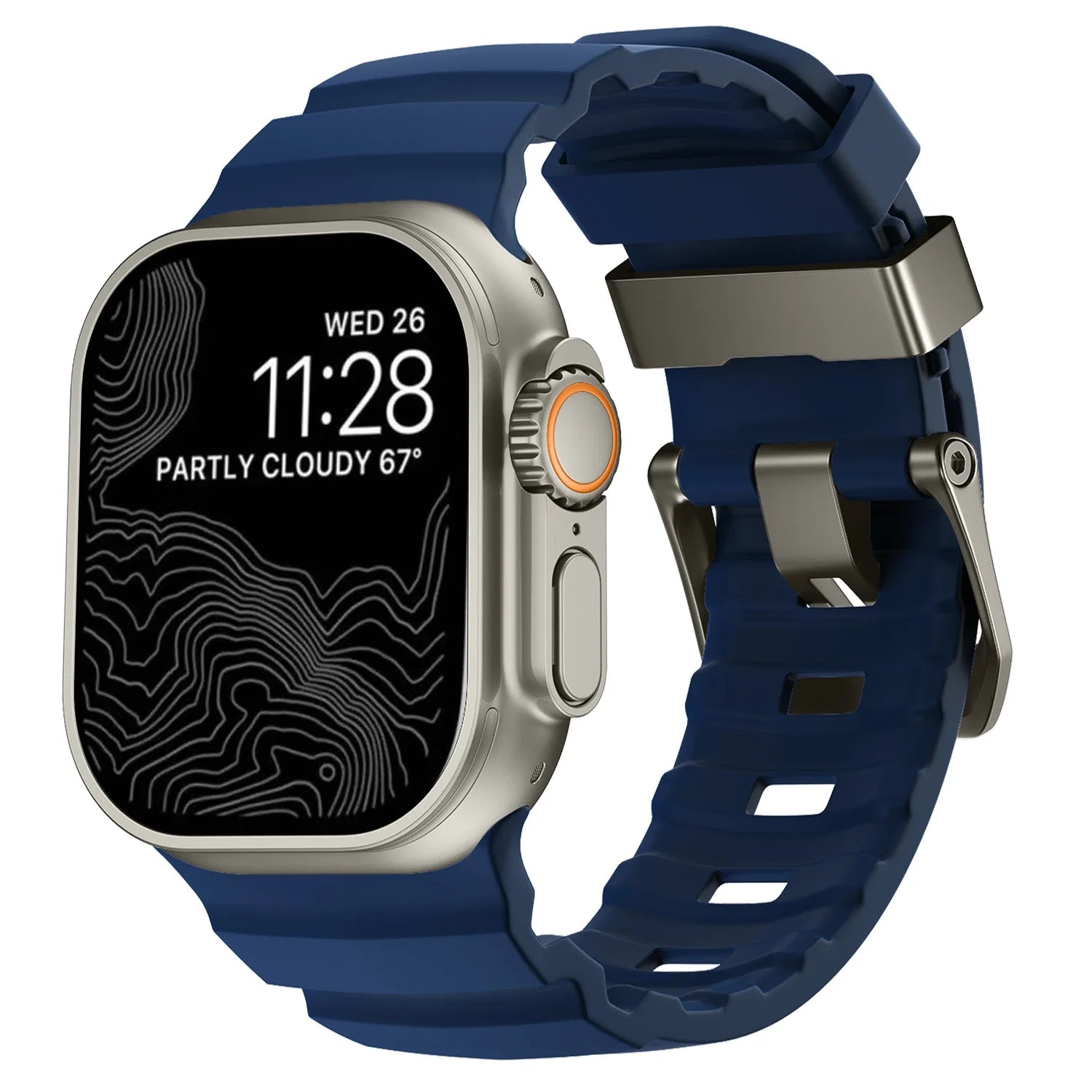Vervangende band voor Apple Watch van dik blauw silicone