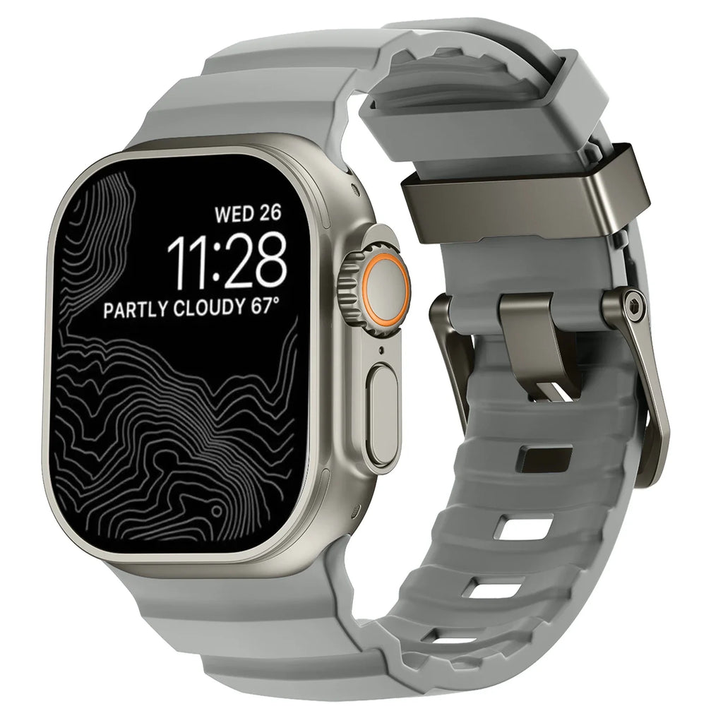 Vervangende band voor Apple Watch van dik grijs silicone