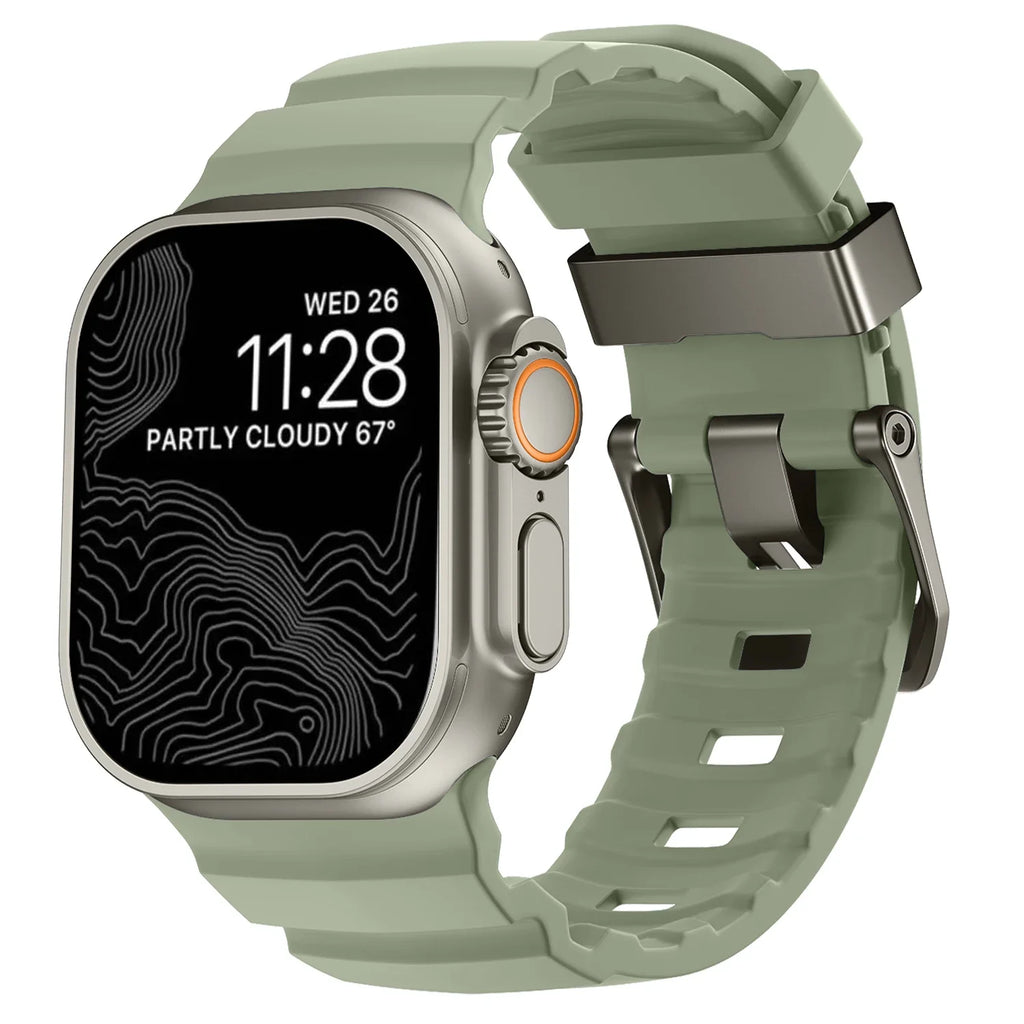 Vervangende band voor Apple Watch van dik groen silicone