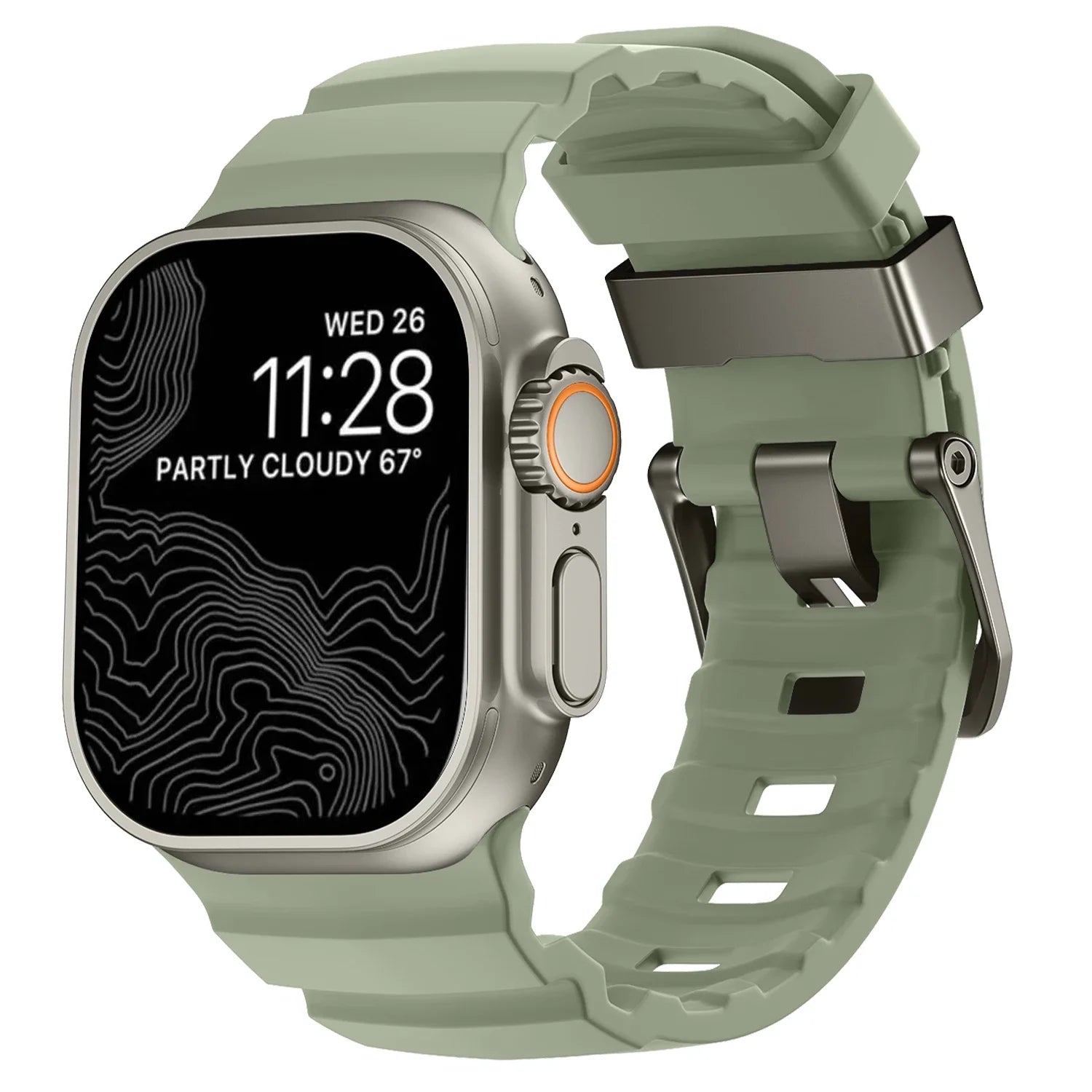 Vervangende band voor Apple Watch van dik groen silicone