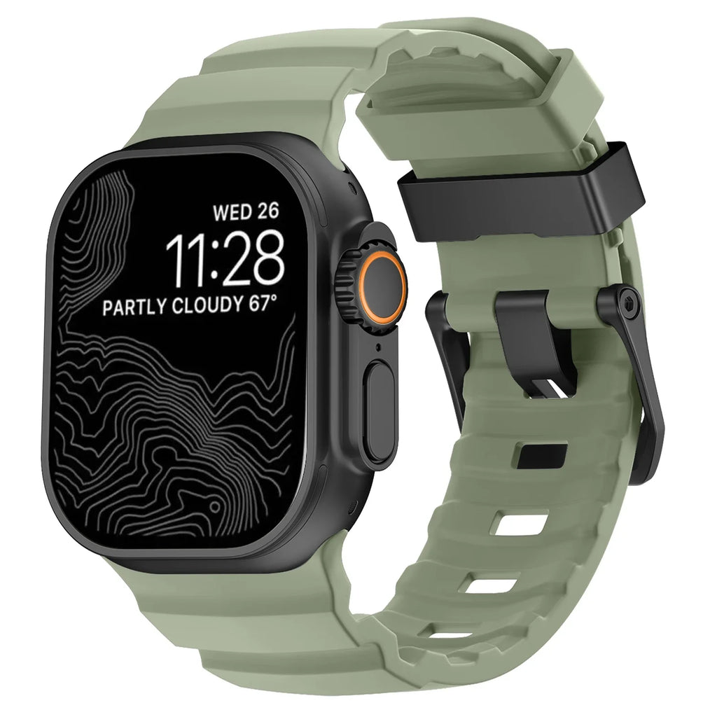 Vervangende band voor Apple Watch van dik groen silicone