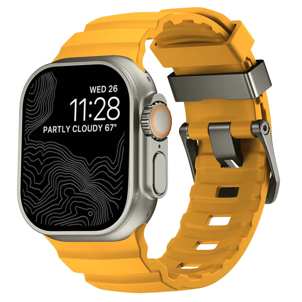 Vervangende band voor Apple Watch van dik geel silicone