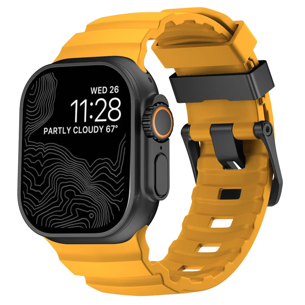 Vervangende band voor Apple Watch van dik geel silicone