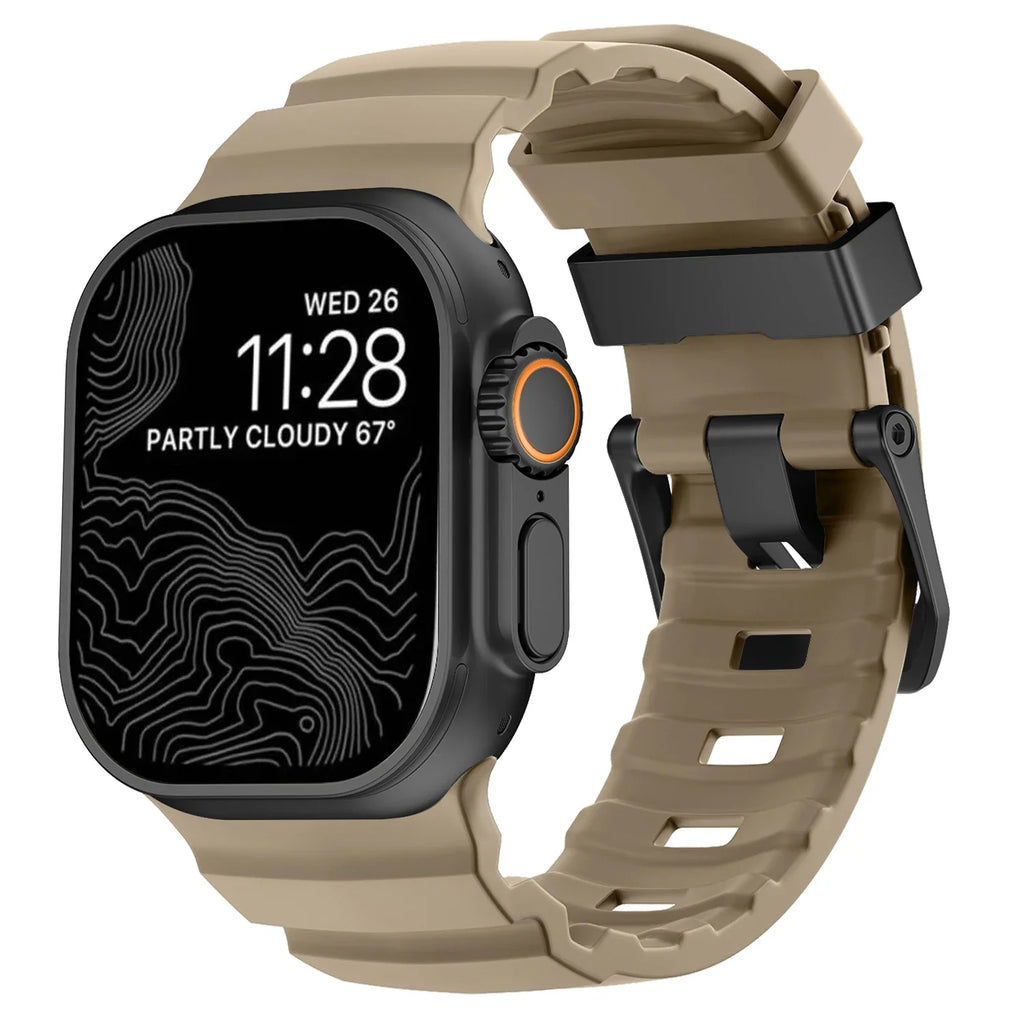 Vervangende band voor Apple Watch van dik beige silicone