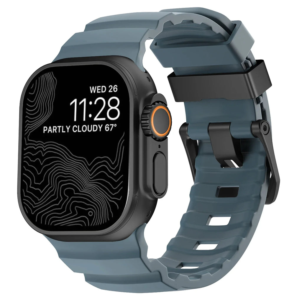 Vervangende band voor Apple Watch van dik blauw silicone