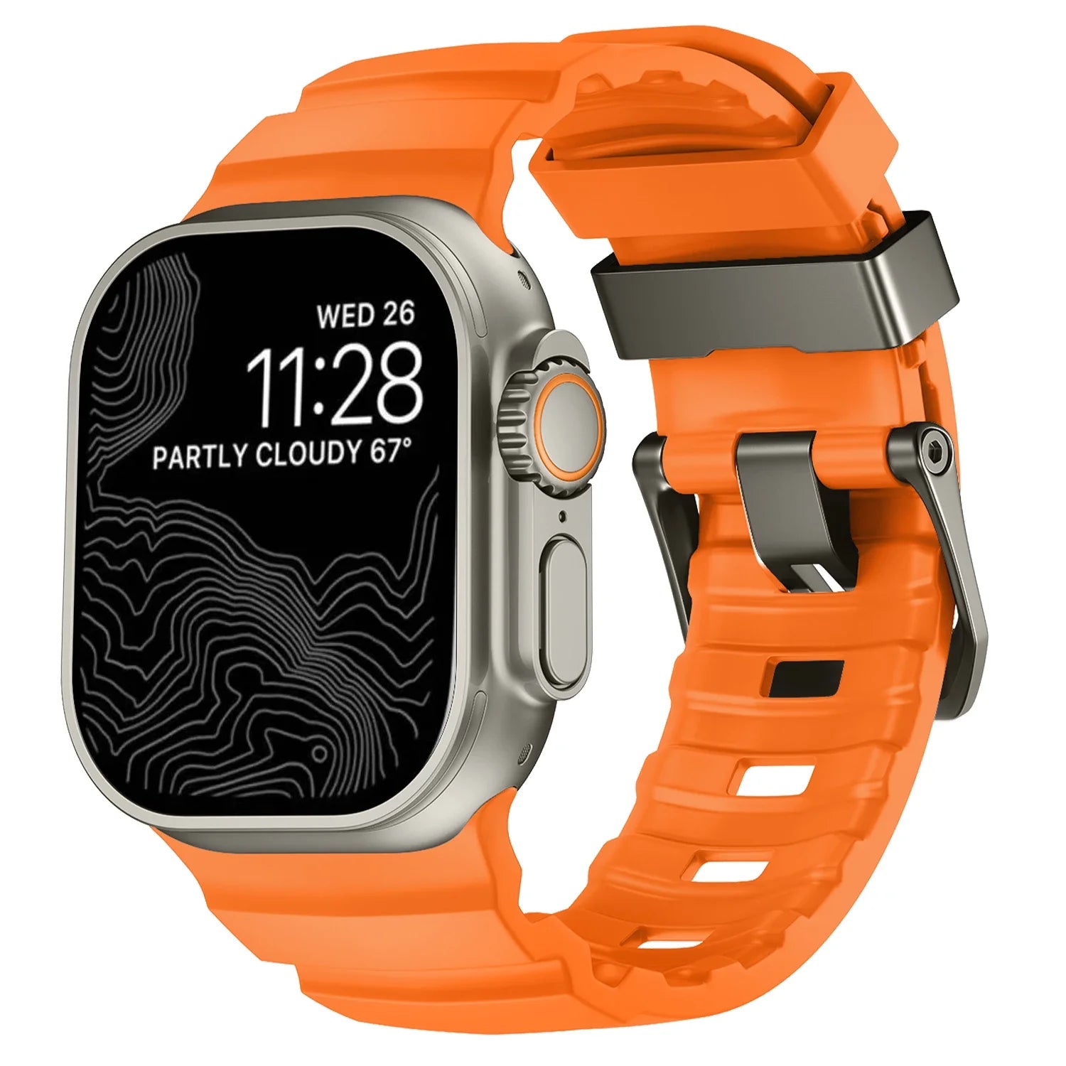 Vervangende band voor Apple Watch van dik oranje silicone